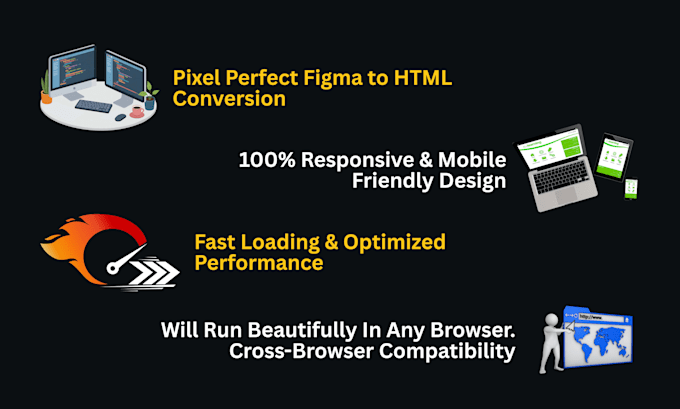 convert figma to html css, psd to html with responsive