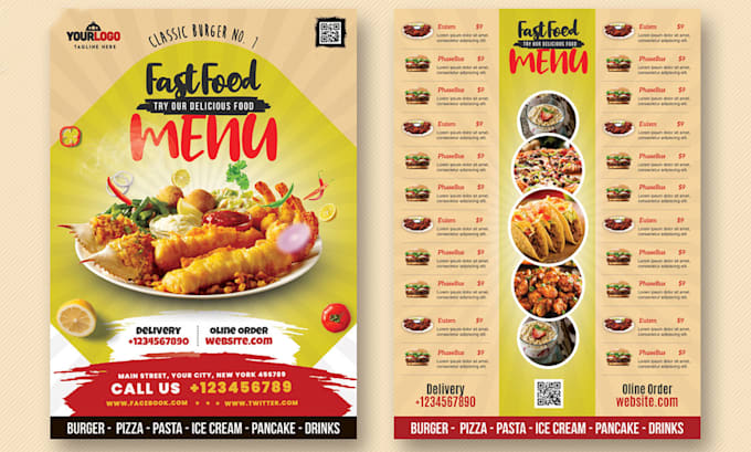 do food menu, restaurant menu design
