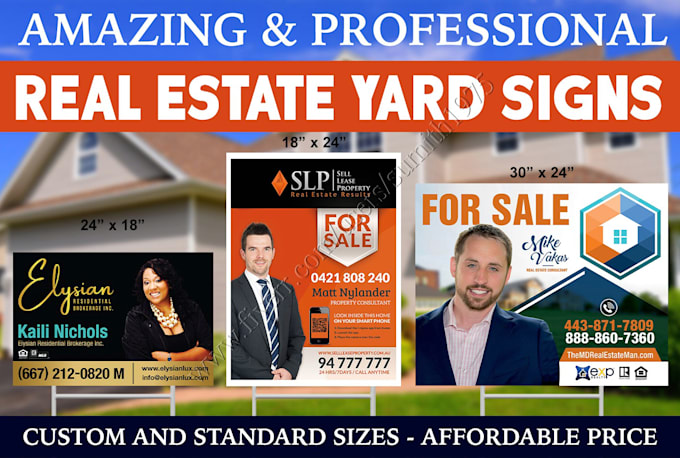do custom yard sign design for business, real estate, events