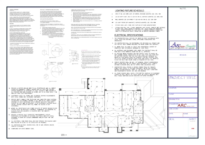 do architectural blueprint drawing set for the city permit