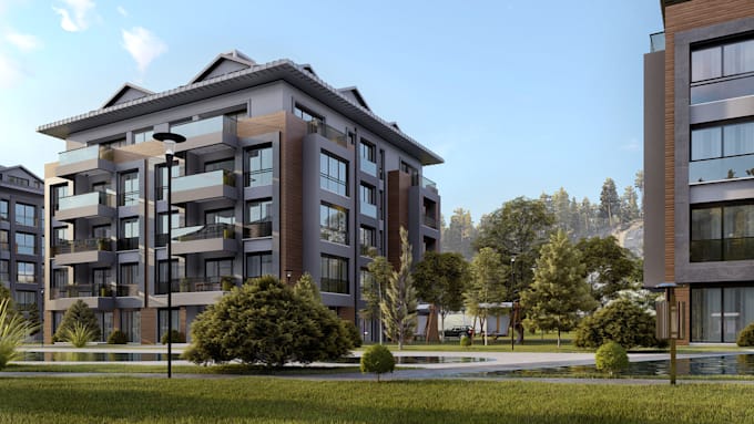 Render 3d exterior architectural visualization by Cihatkosee | Fiverr
