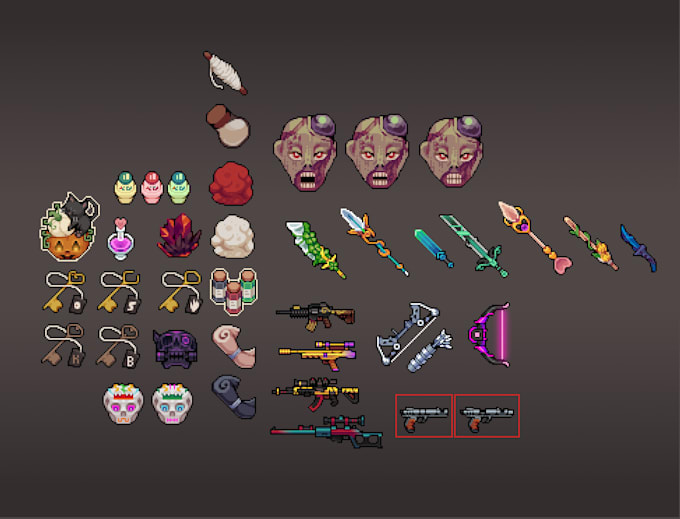 design pixel assets or sprites