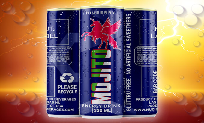 make premium energy drink, label artwork and soda label