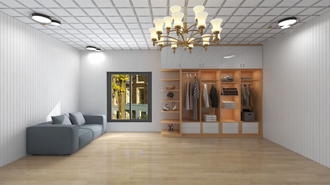 design 3d wardrobe, closet, cabinet, media wall, vanity