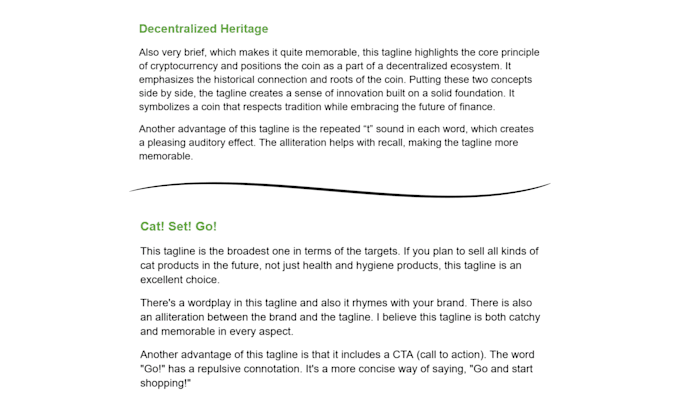 write catchy slogans or taglines with a description