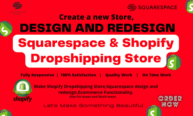 redesign shopify and squarespace site also fix issues