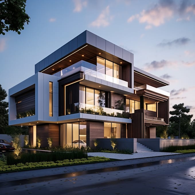 design modern 3d house render for you