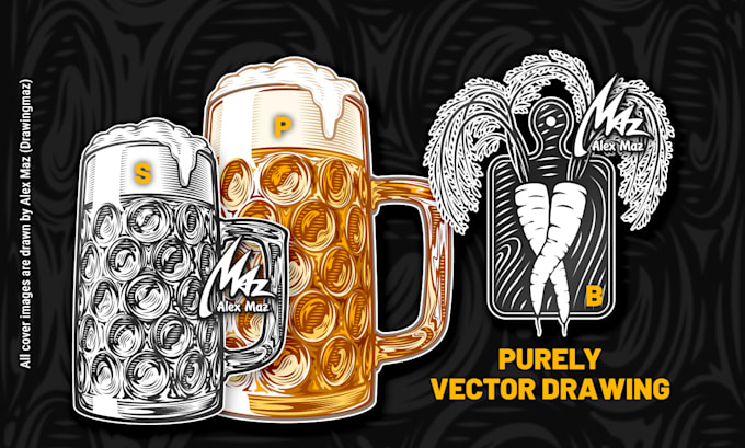 hand draw custom vector vintage unique line art illustration