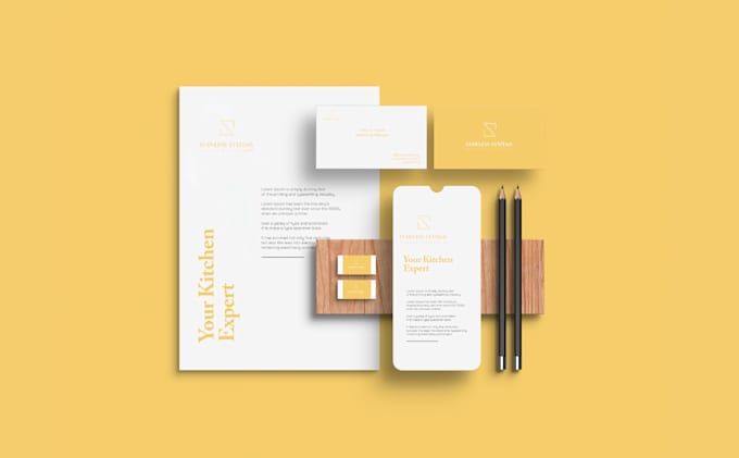 design business card, letterhead, presentation folder and stationery items