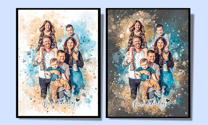 create amazing family portrait watercolor portrait