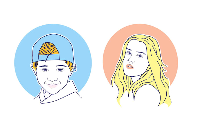 draw minimalist flat line avatar for you