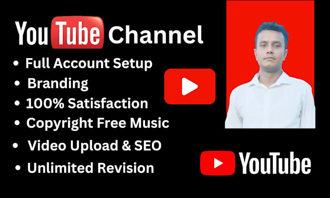 create and setup youtube channel with SEO, logo, banner, intro, outro