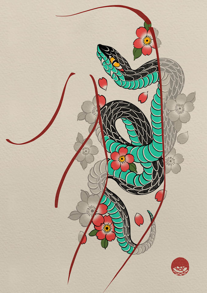 create a traditional or japanese custom tattoo design