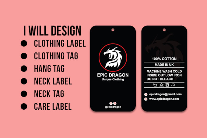 design clothing tag, clothing label, hang tag, neck label, neck tag, care label