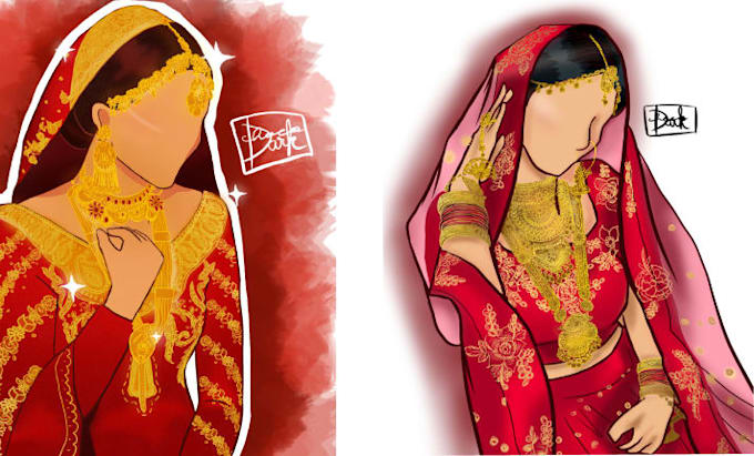 illustrate custom digital wedding, friends and family portraits