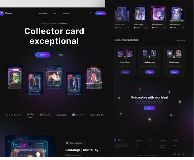 do crypto dapp or nft marketplace website desgin
