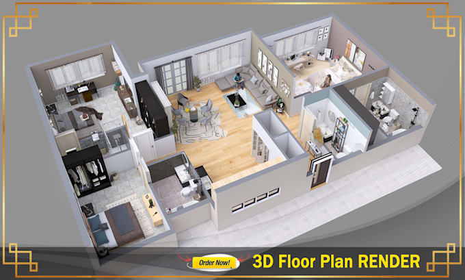 Model and render a realistic 3d floor plan by Vangelogoria | Fiverr