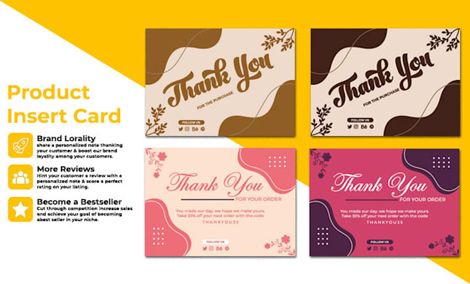 design professional amazon thank you card, package insert