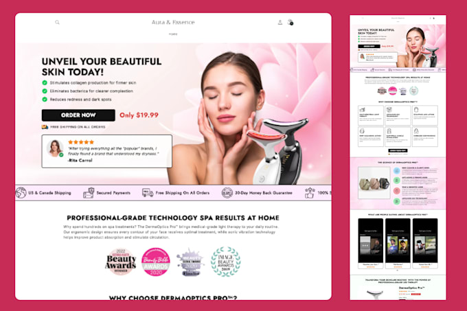 do shopify landing page, product landing page, home page, sales page in pagefly