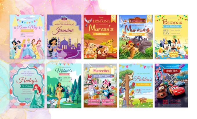 design kids birthday invitation and disney invitation