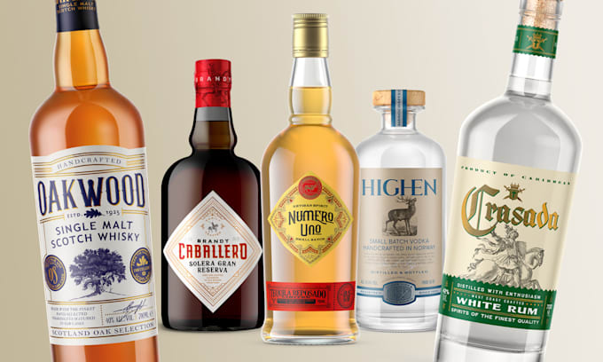make an original label design for whisky rum gin vodka etc