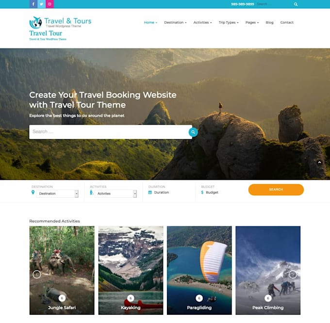 create tour and travel agency website in wordpress