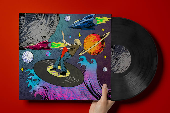 create surrealism psychedelic album cover and merch band