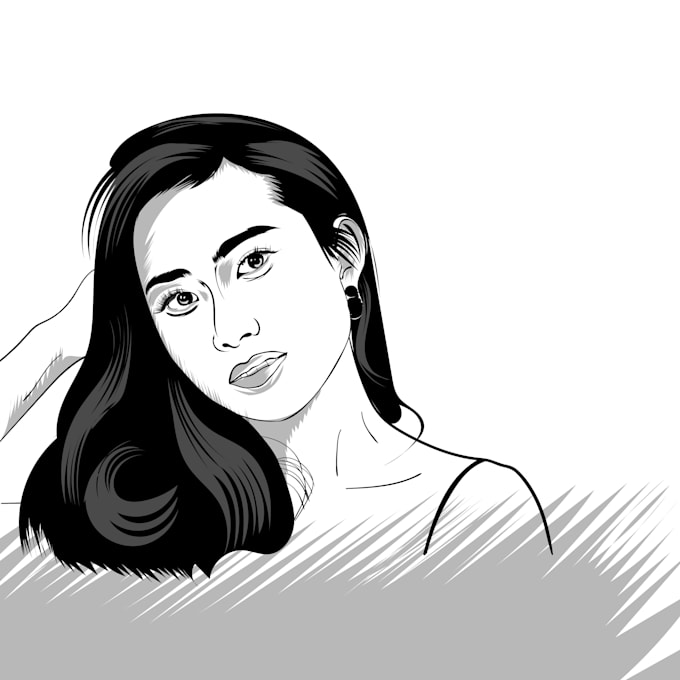 Create a vector art portrait black and white by Phycdigital Fiverr