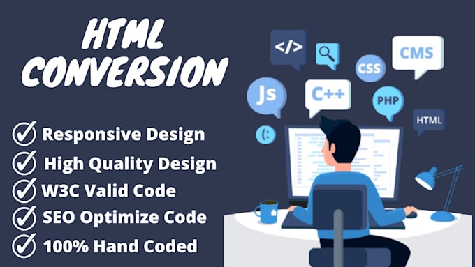 convert psd to html, figma to html, sketch to html responsive bootstrap 5