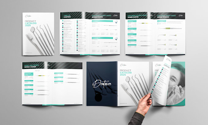 design company brochure, annual report,  product catalog and marketing materials
