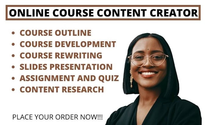 create online course content, do course development and course creation