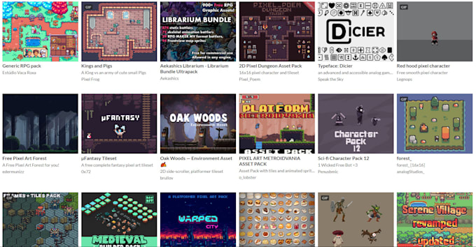make a game using any of the itch assets