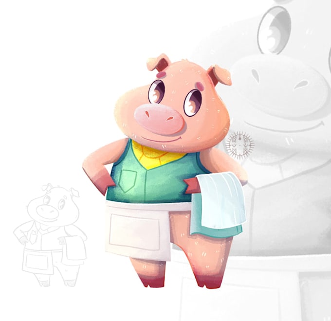draw 2d character design, brand mascot