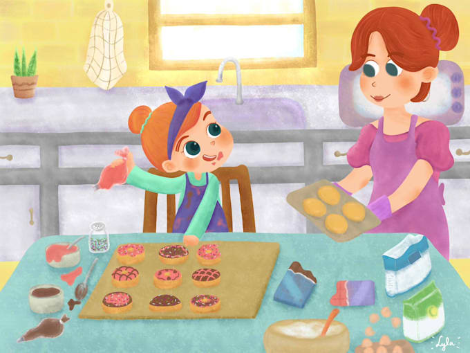 illustrate children book with warm and bright illustration