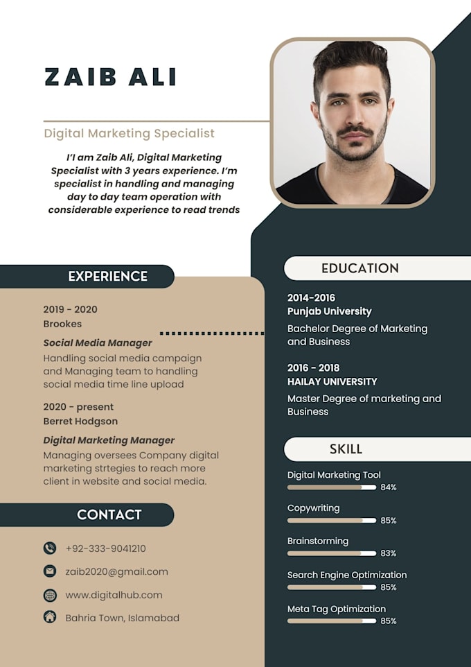 design a resume,  professional CV or curriculum vitae