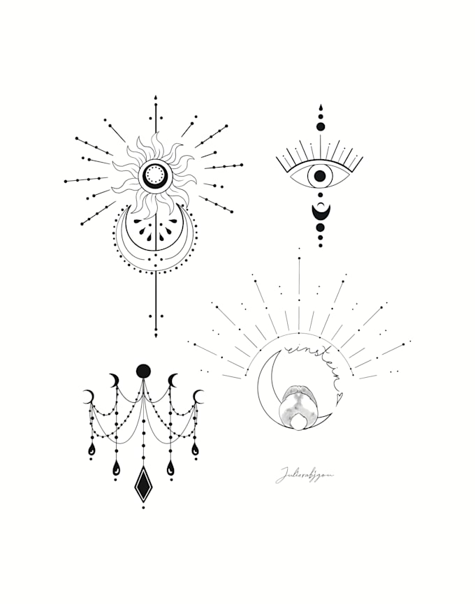 create a unique line art tattoo or illustration design
