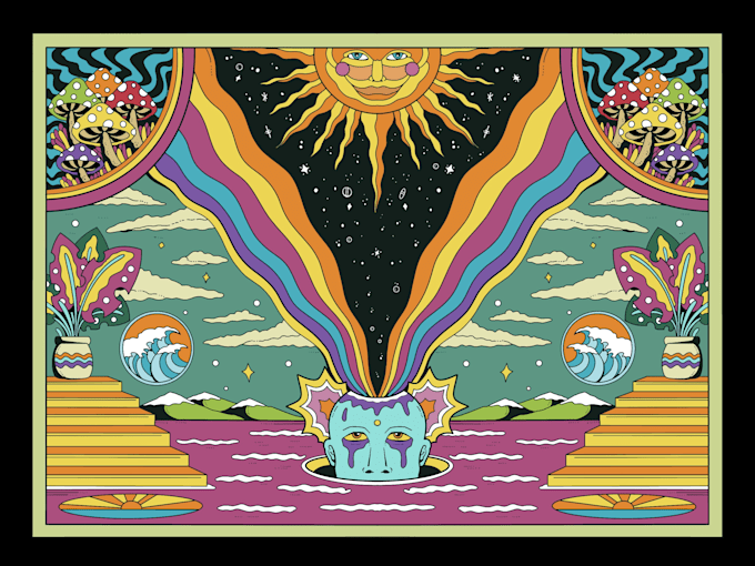 do colorful trippy psychedelic style illustration