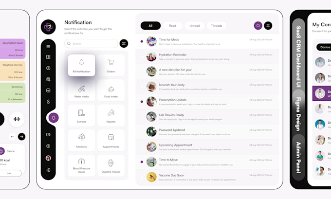 design saas CRM dashboard UI in figma