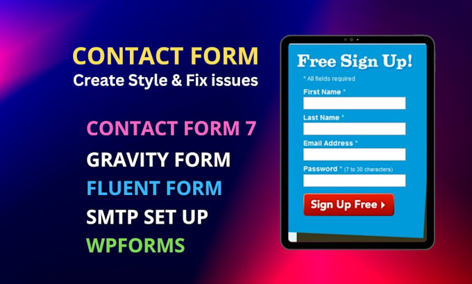 create or fix contact form 7, wpforms, and gravity form issues and set up SMTP