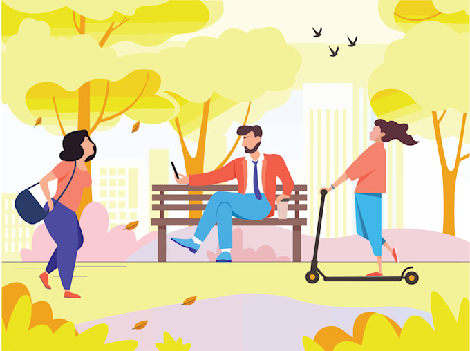 create a vector illustration in modern flat style