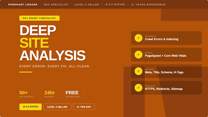 do a professional technical SEO audit report with full report and action plan