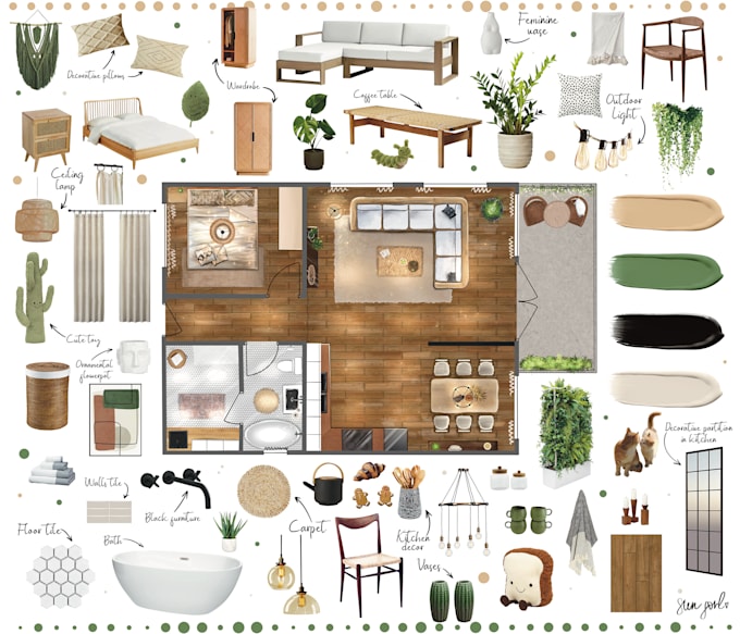 do an interior mood board and shoping list