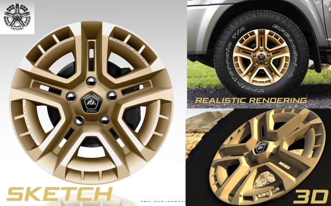 design car wheels from sketch to 3d cnc ready data