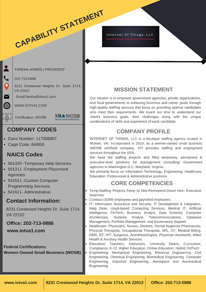 write and design a catchy professional capability statement