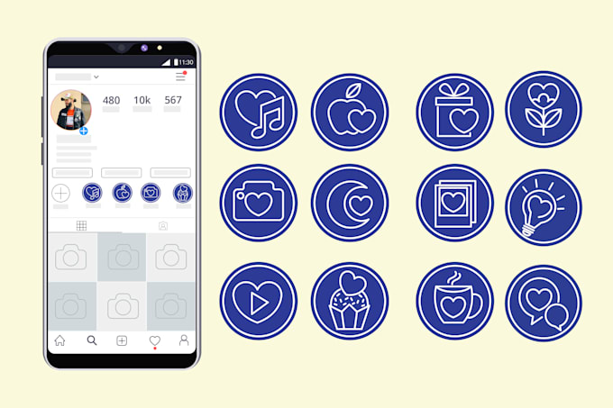 design custom instagram highlight icon set