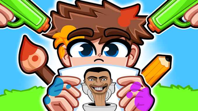 draw gaming cartoon youtube thumbnail
