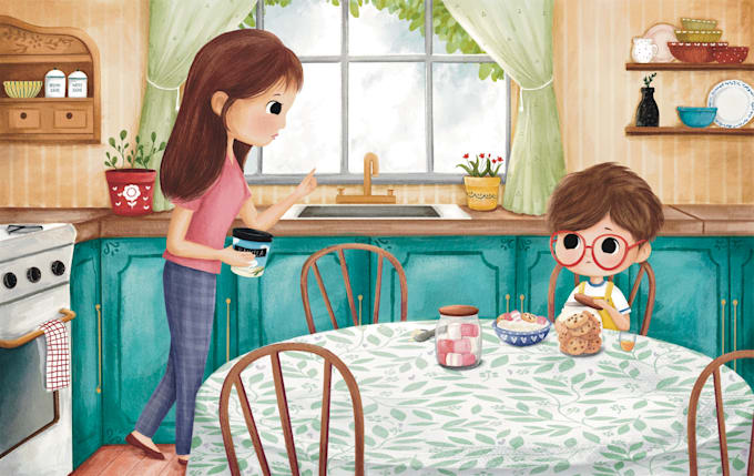 draw watercolor children book illustrations