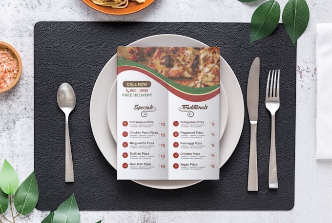 create a modern and professional menu design