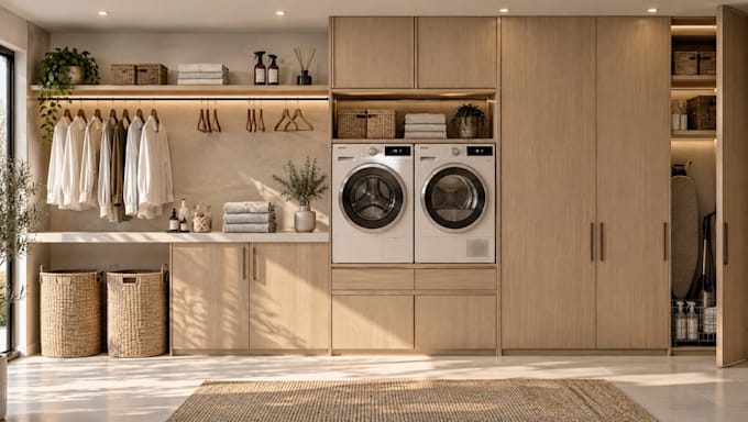 design model and render you laundry room