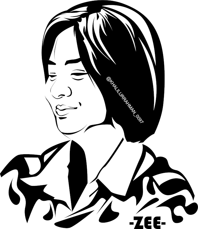draw black and white line art portrait